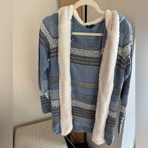 Blue and Gray Sweater with Sherpa Lining